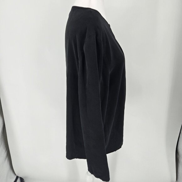 Eileen Fisher Black Silk Button Front Blouse Long Sleeve Women's Size Medium - Picture 5 of 8